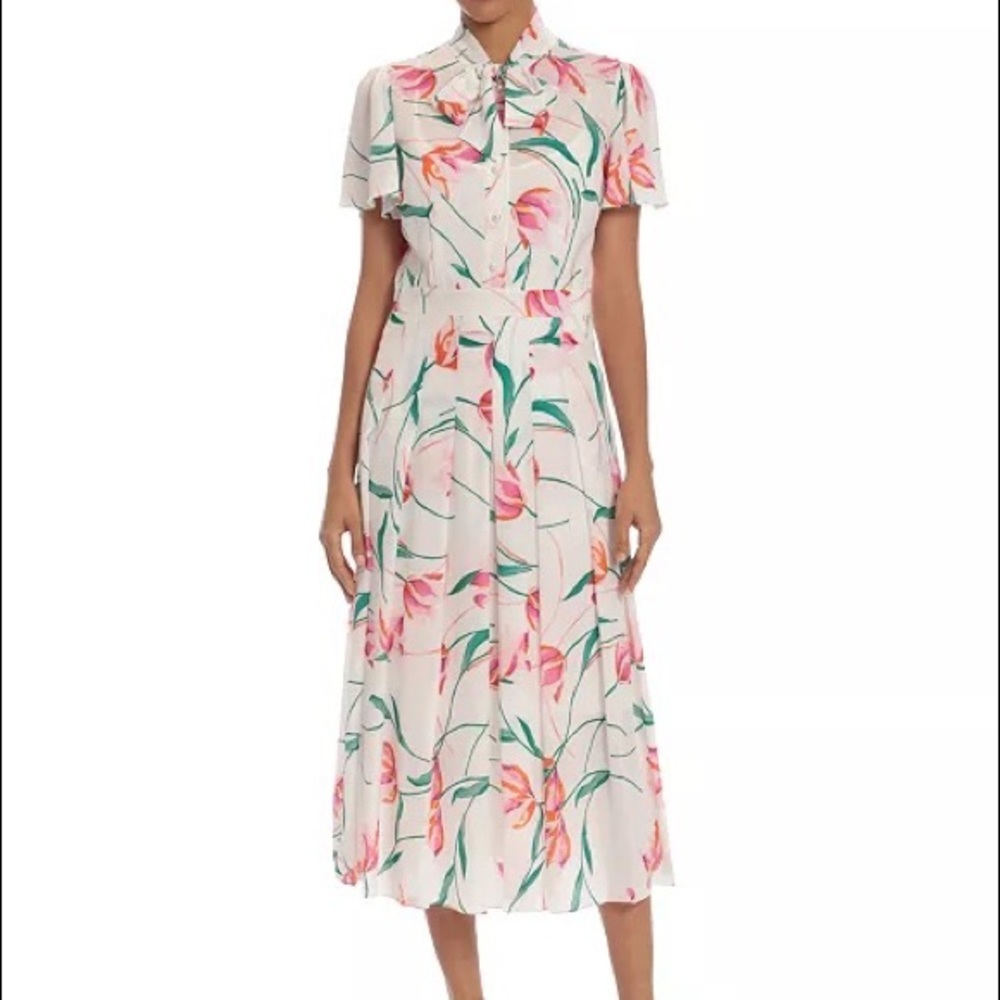 Donna Morgan Pleated Flutter Sleeve Dress NWT